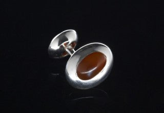 Silver Cufflinks OVAL STONES as Bones