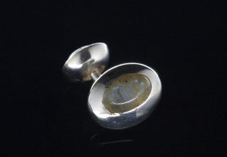 Silver Cufflinks OVAL STONES as Bones