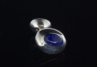 Silver Cufflinks OVAL STONES as Bones