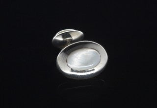 Silver Cufflinks OVAL STONES as Bones