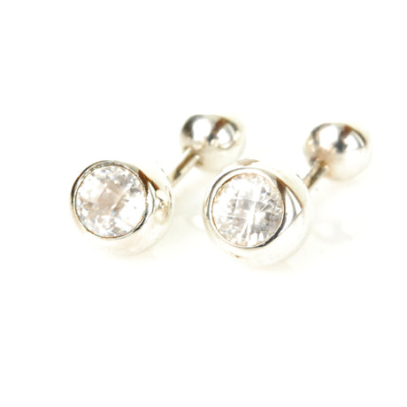 Silver Cufflinks BULLET with Faceted Stone as Bones