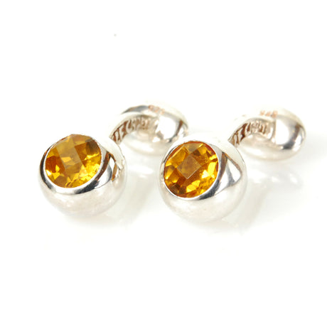 Silver Cufflinks BULLET with Faceted Stone as Bones