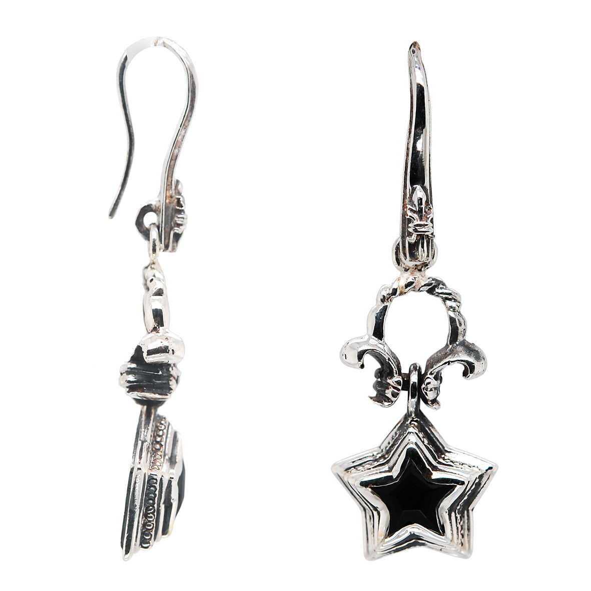 Silver Earhanger ELFIN STAR and Stone