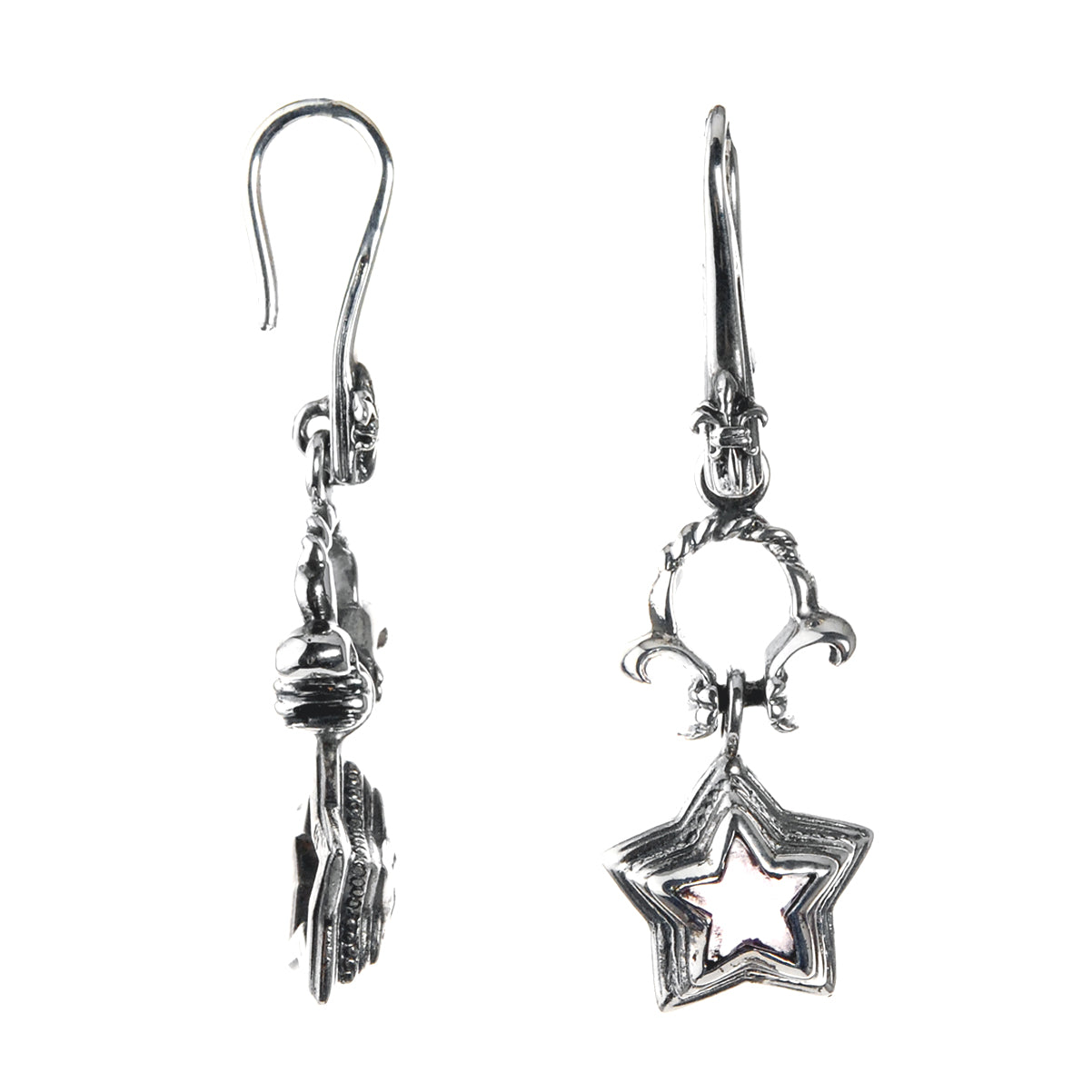 Silver Earhanger ELFIN STAR and Stone