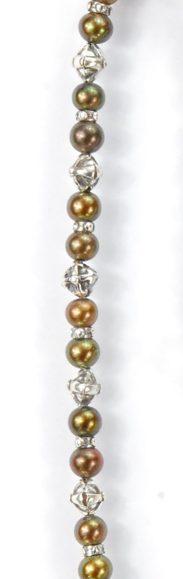 Silver and Pearls Necklace with Small Silver Crossballs 6