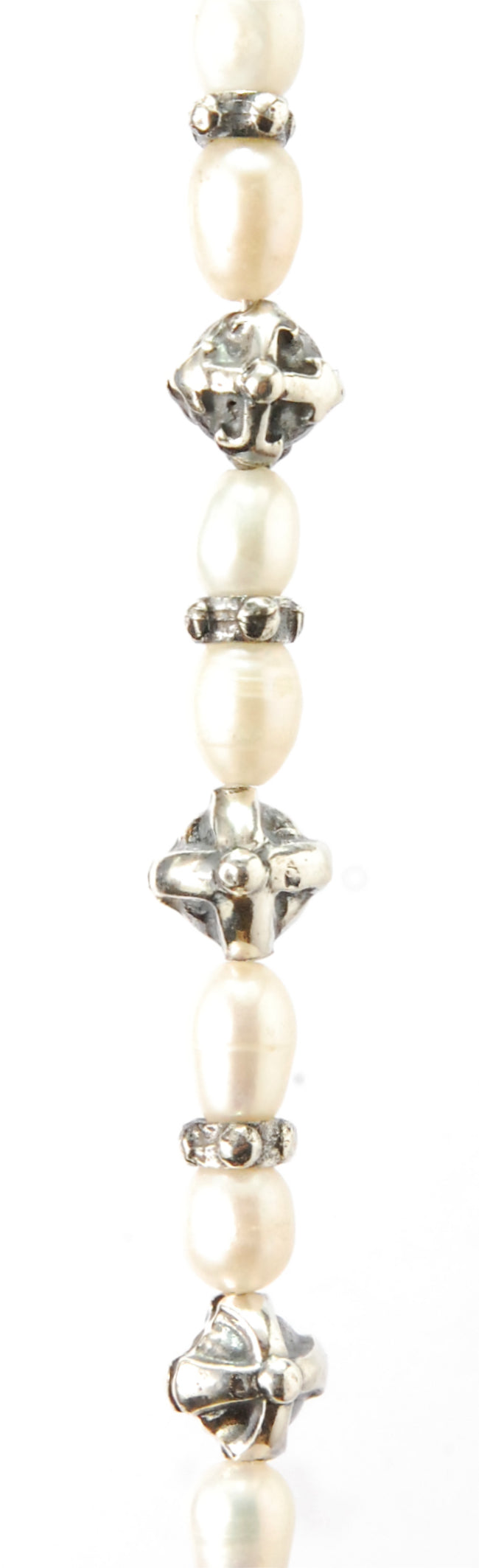 Silver and Pearls Necklace with Small Silver Crossballs 6