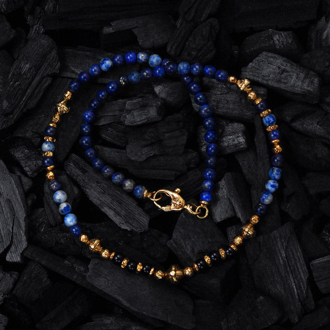 Silver Neckchain Beads KNIGHTS CROSS Balls Gold Plated