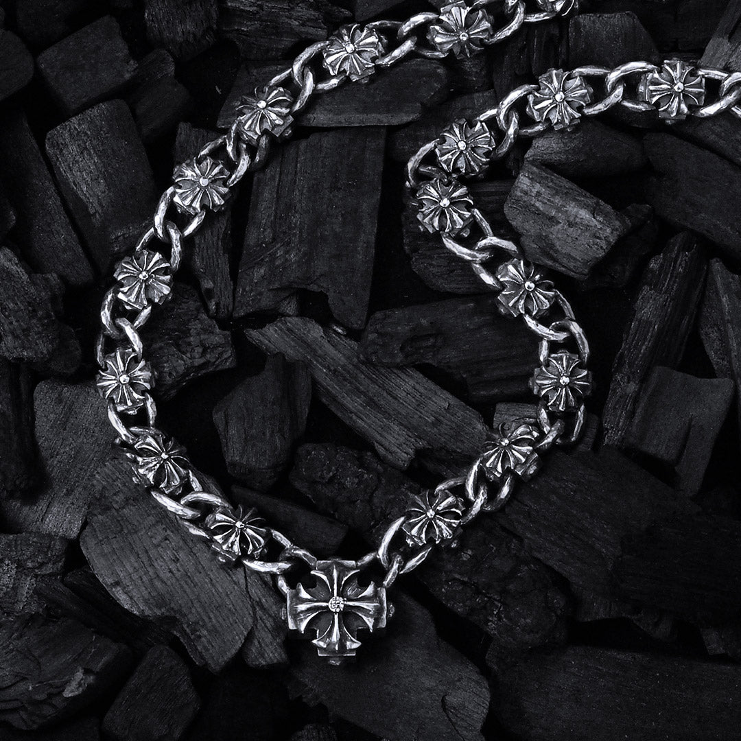 Silver Necklace Greek Malteser Crosses Chain with MALTESER CROSS Center 20