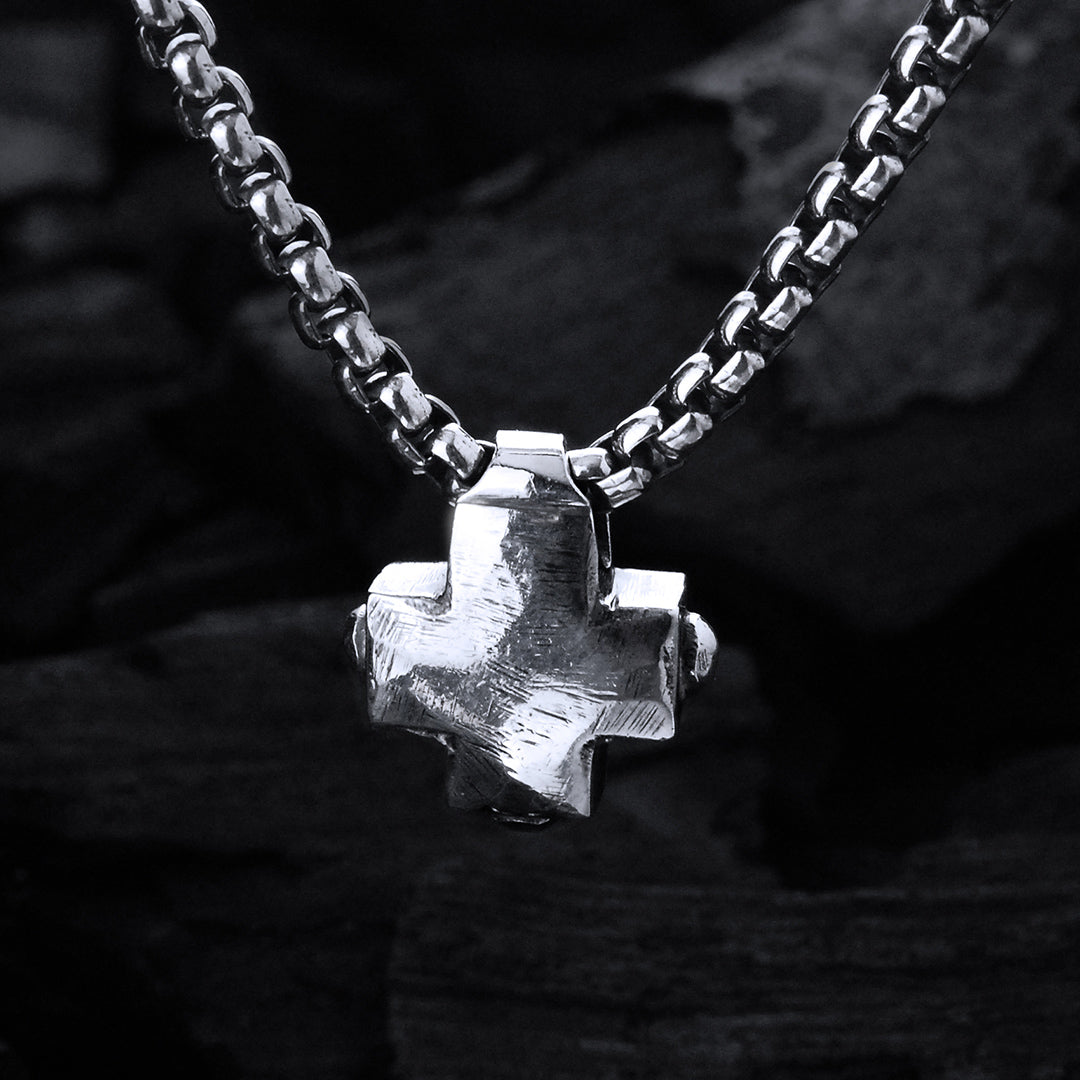 Silver Pendant Greek Cross Body with Hole and PLAIN 16