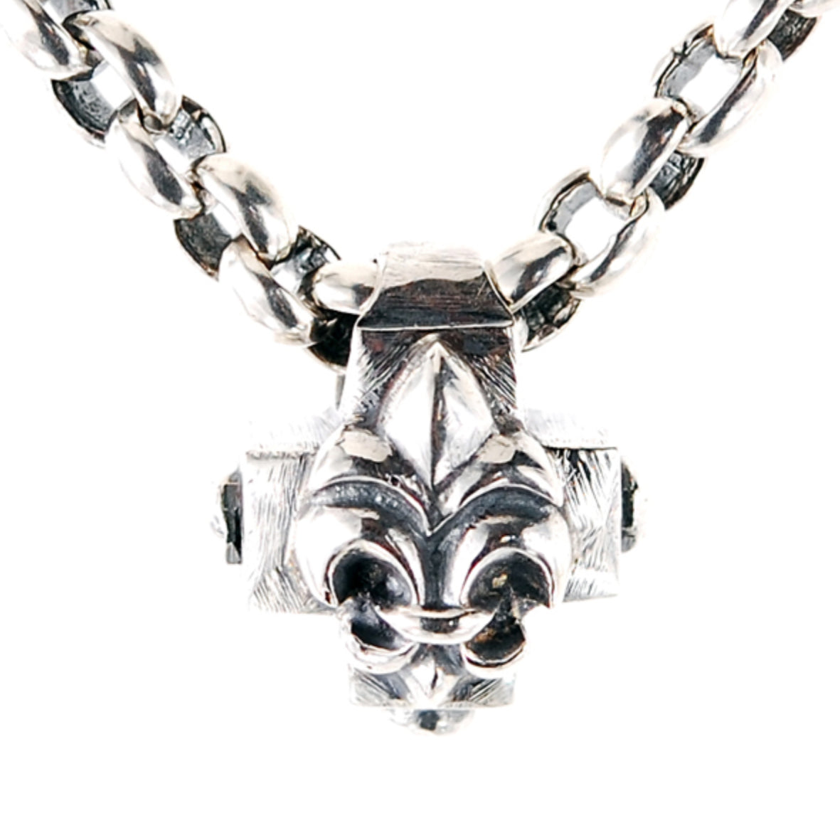 Silver Pendant Greek Cross Body with Hole and LILY 16