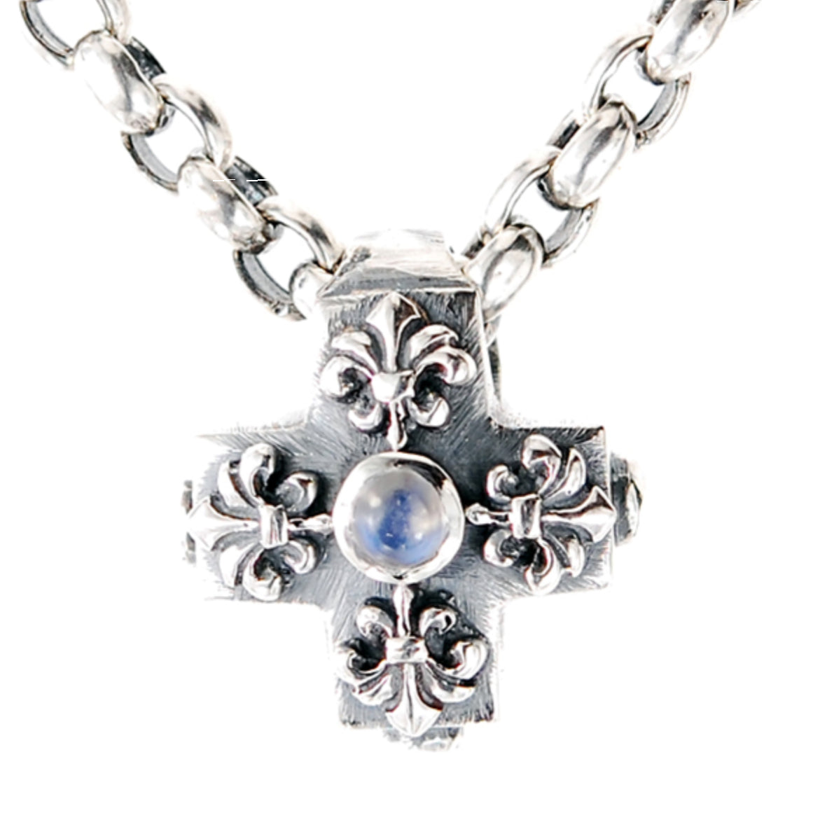 Silver Pendant Greek Cross Body with Hole and LILIES 20