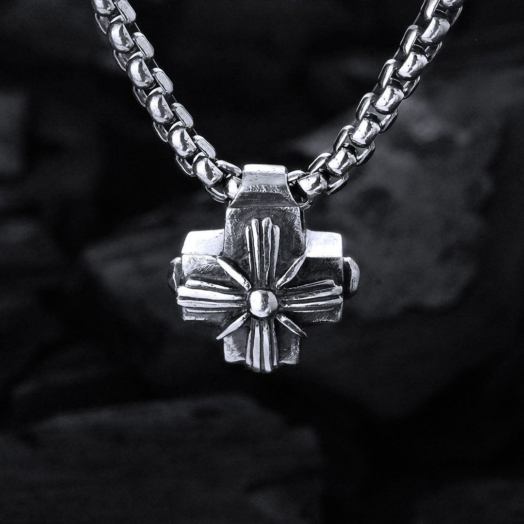 Silberner Anhänger griechisches Kreuz mit Loch und MORGENSTERN 16