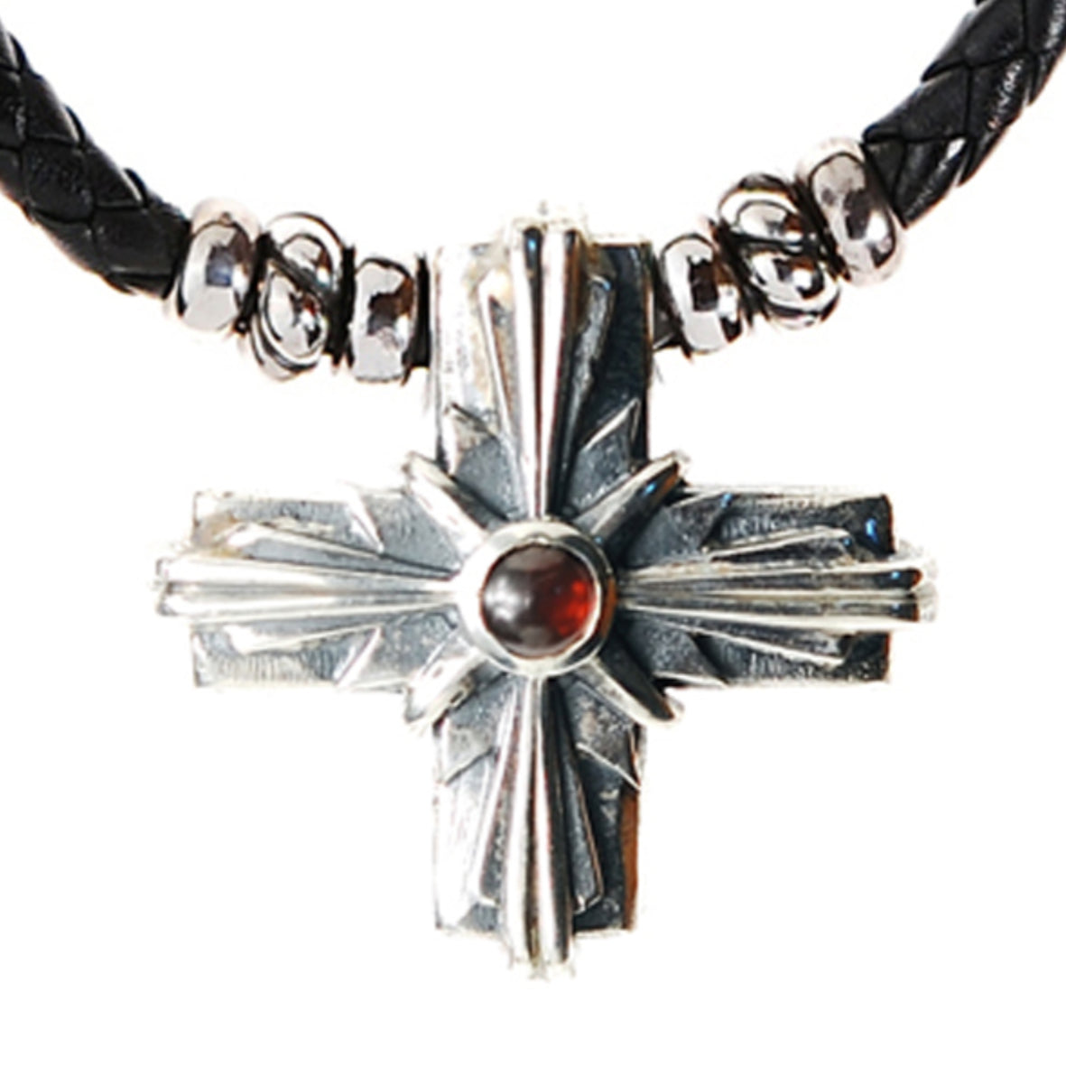 Silver Pendant Greek Cross Body with Hole and MORNING STAR 34