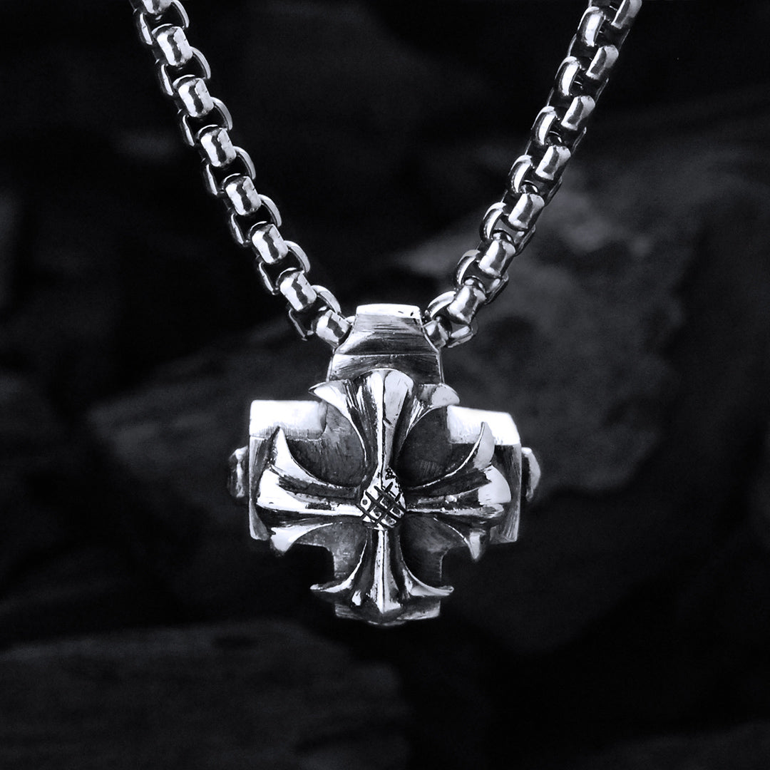Silver Pendant Greek Cross Body with Hole and MALTESER CROSS 20