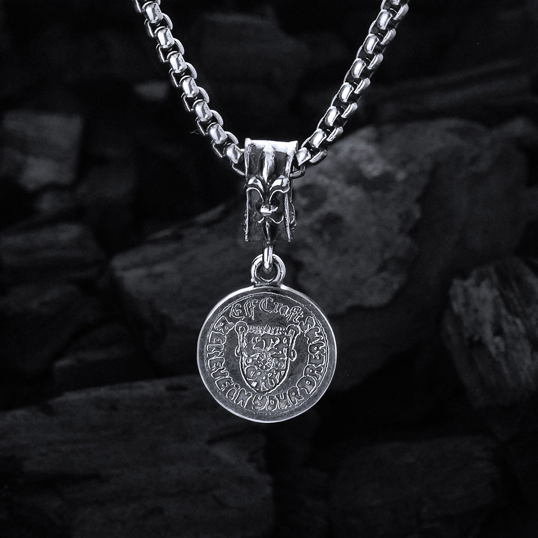 Silver Pendant SHIELD with BELIEVE IN YOUR DREAMS Coin S