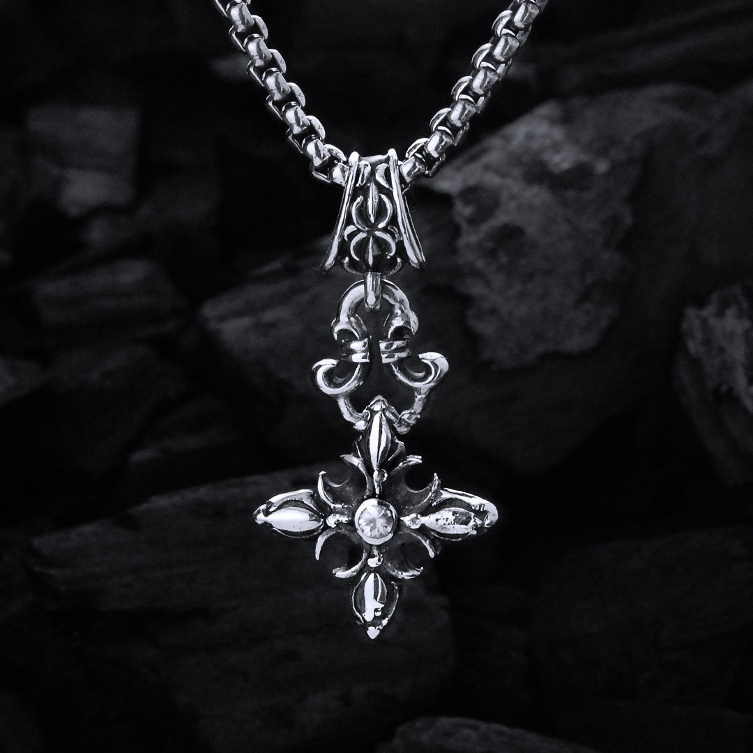 Silver Pendant CRESCENT STAR Garden at Night