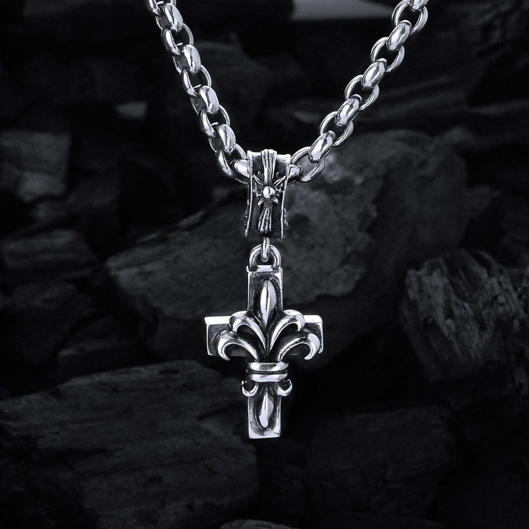 Silberanhänger LILIE AUF KREUZ S