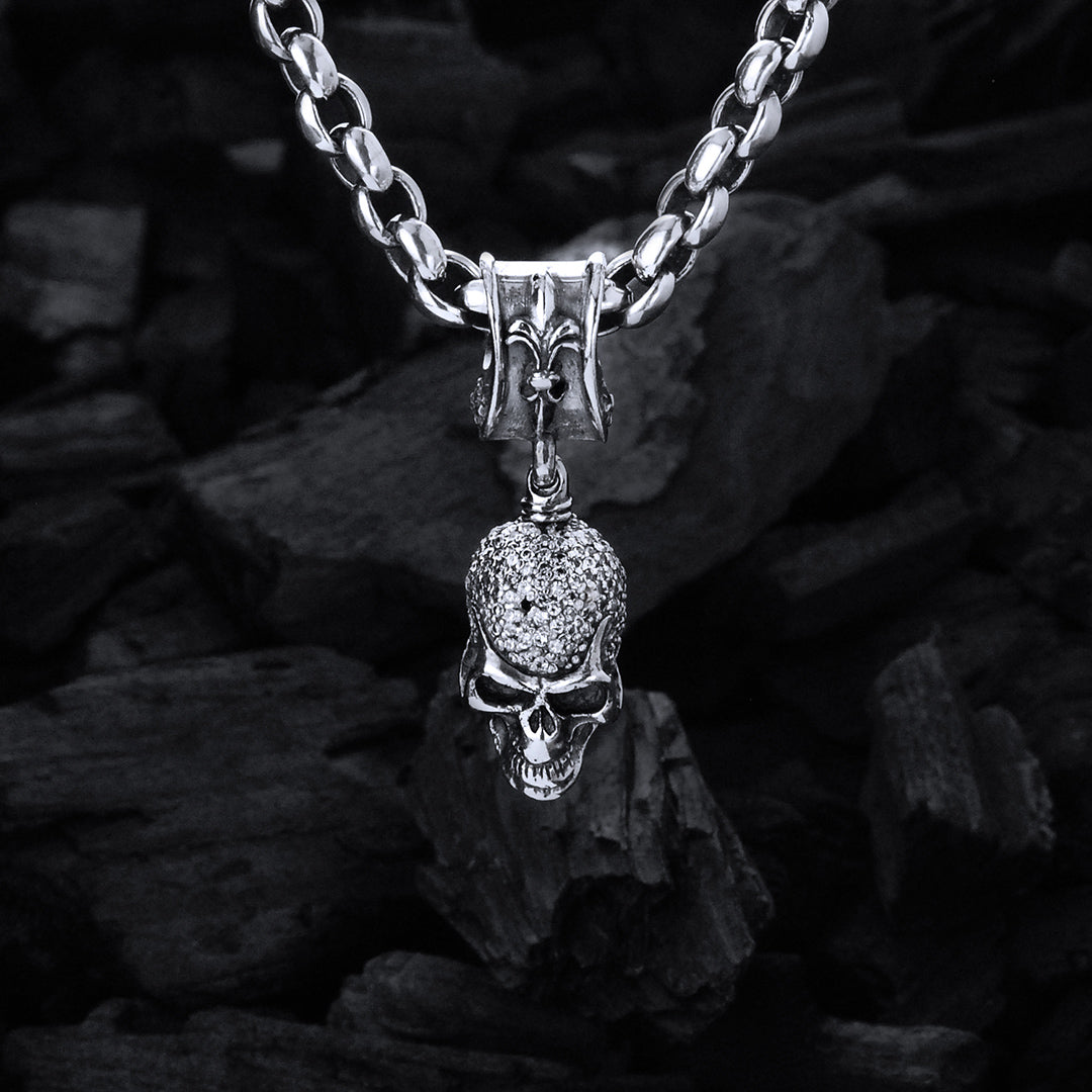 Silberanhänger SKULL L Pave 28