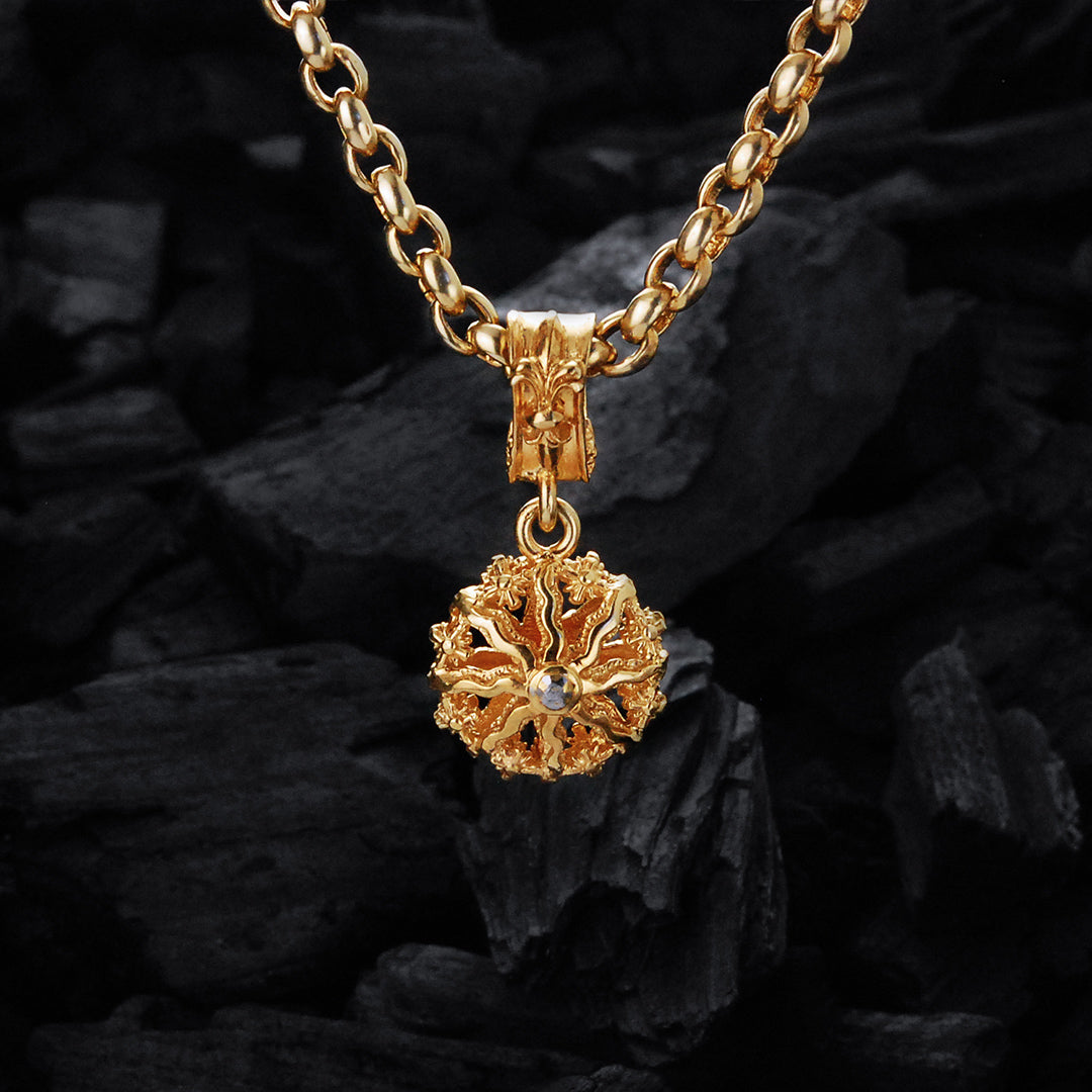 Silver Pendant Elfin SUN and PLANETS Body Hard Gold Plated