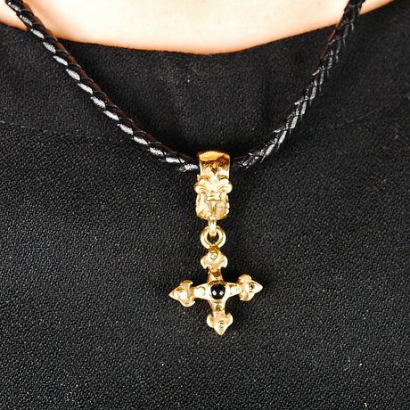 Silver Pendant BLADES CROSS Body with Stones Gold 18