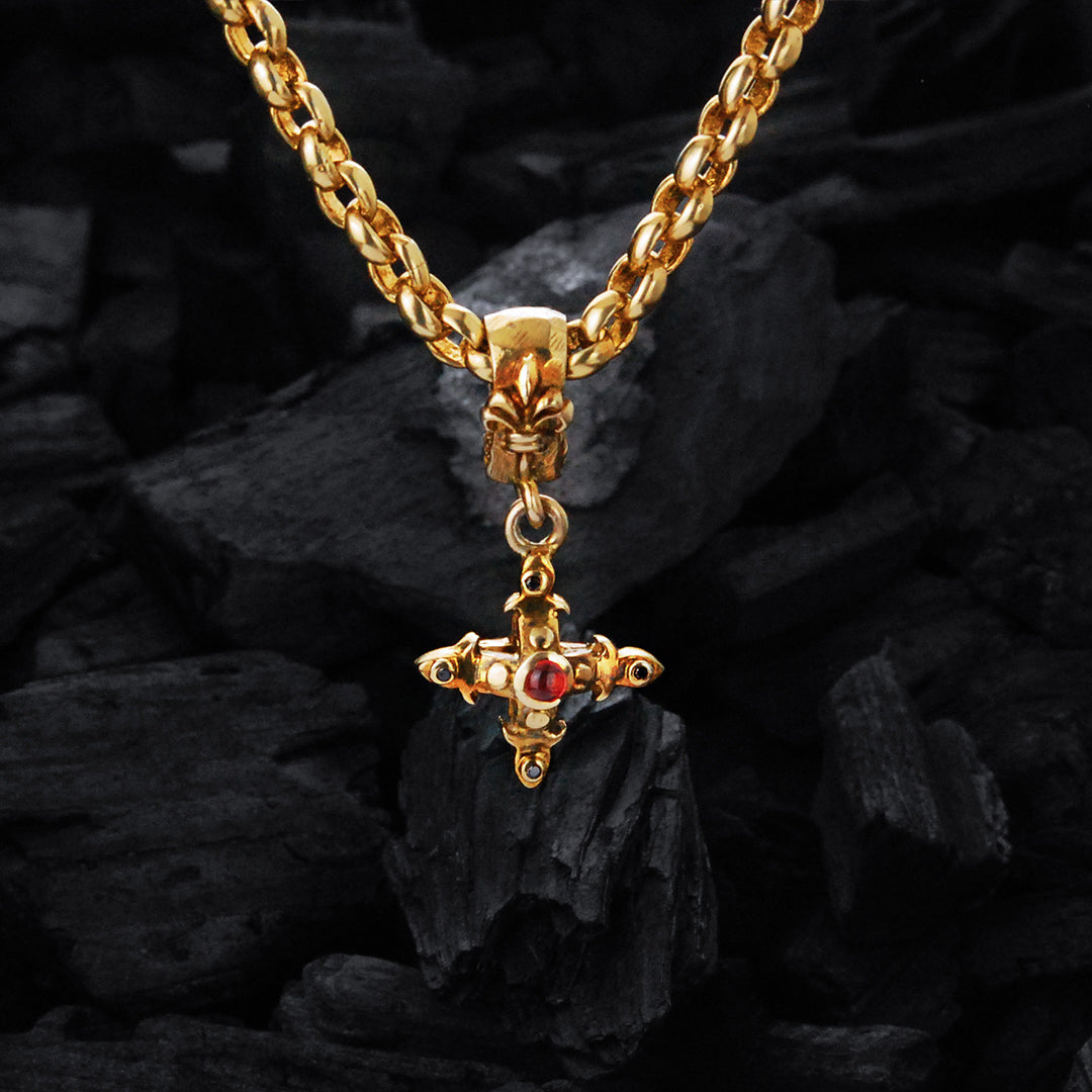 Silberanhänger SMITH CROSS Körper und Steine Gold plated 18