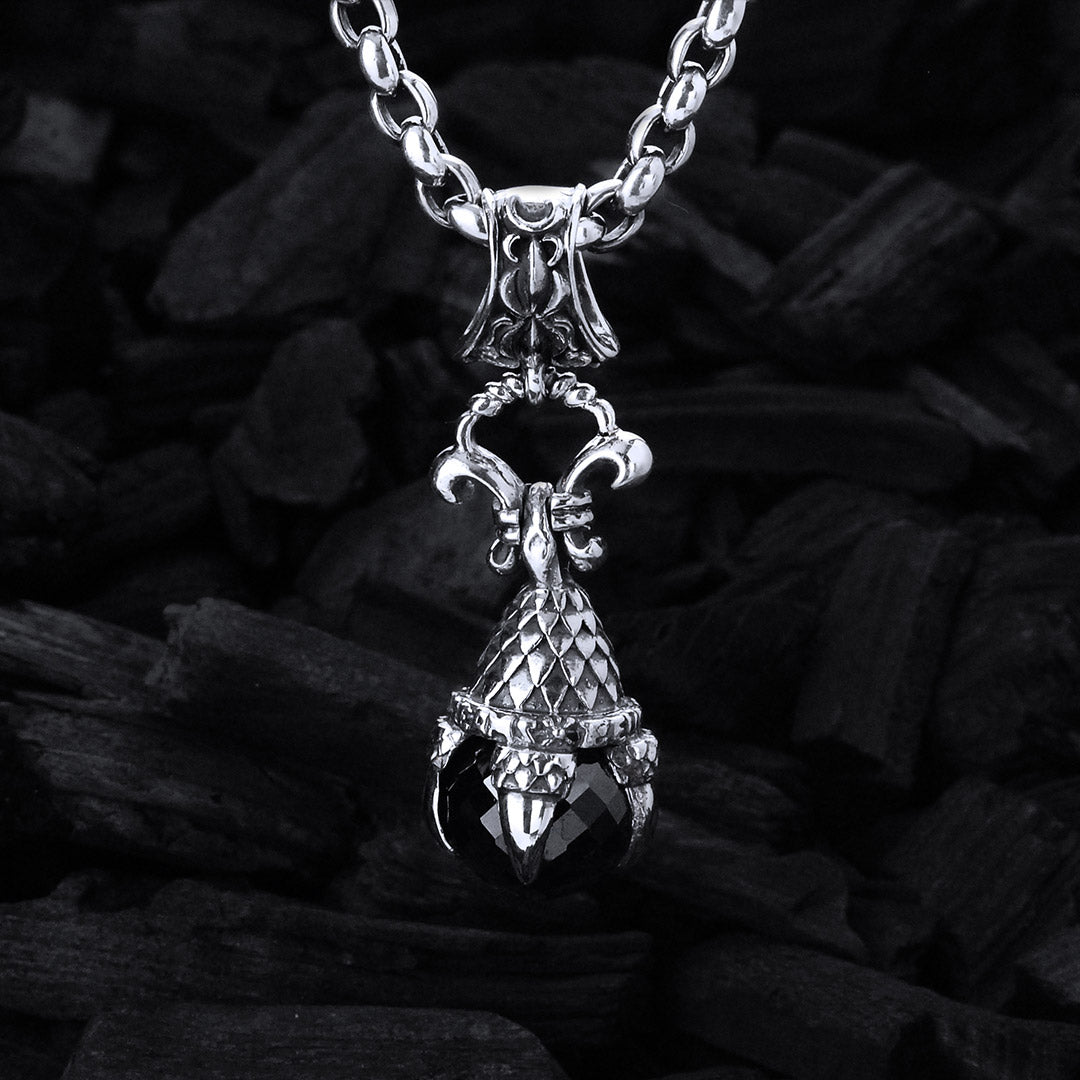 Silver Pendant DRAGON CLAW with Stone