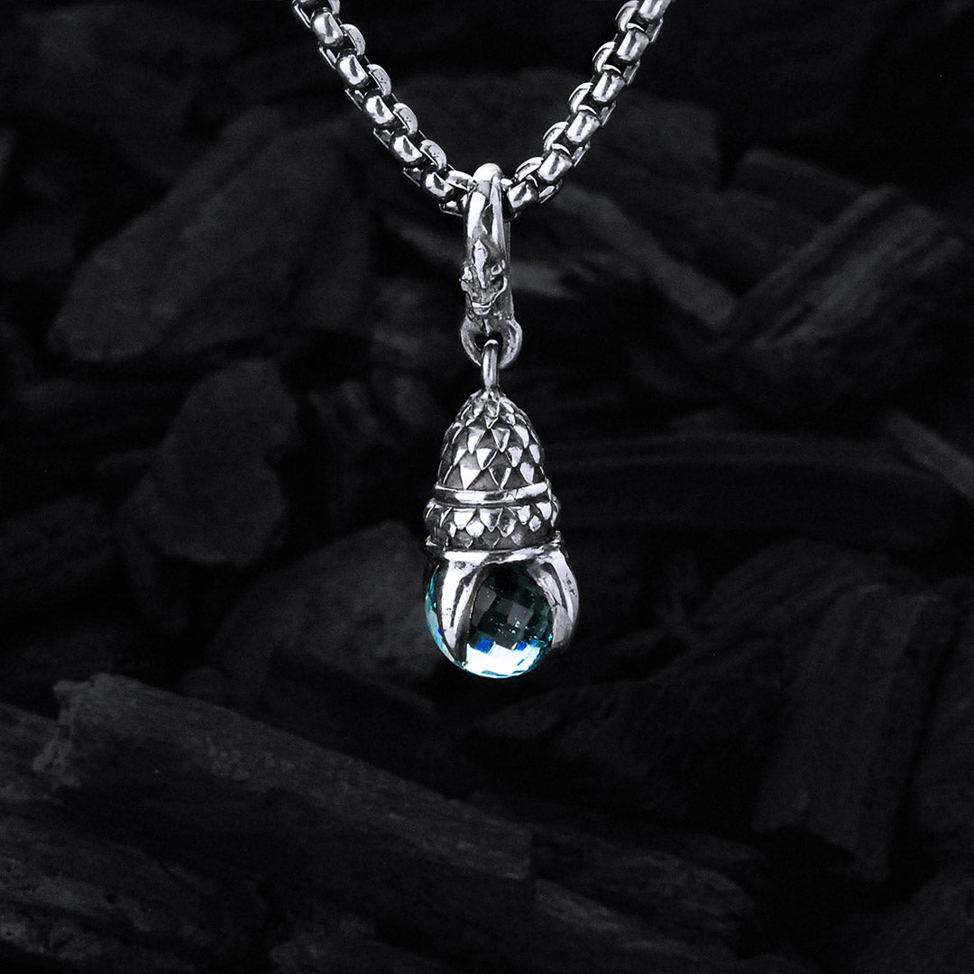 Silver Pendant DRAGON CLAW XS with Stone