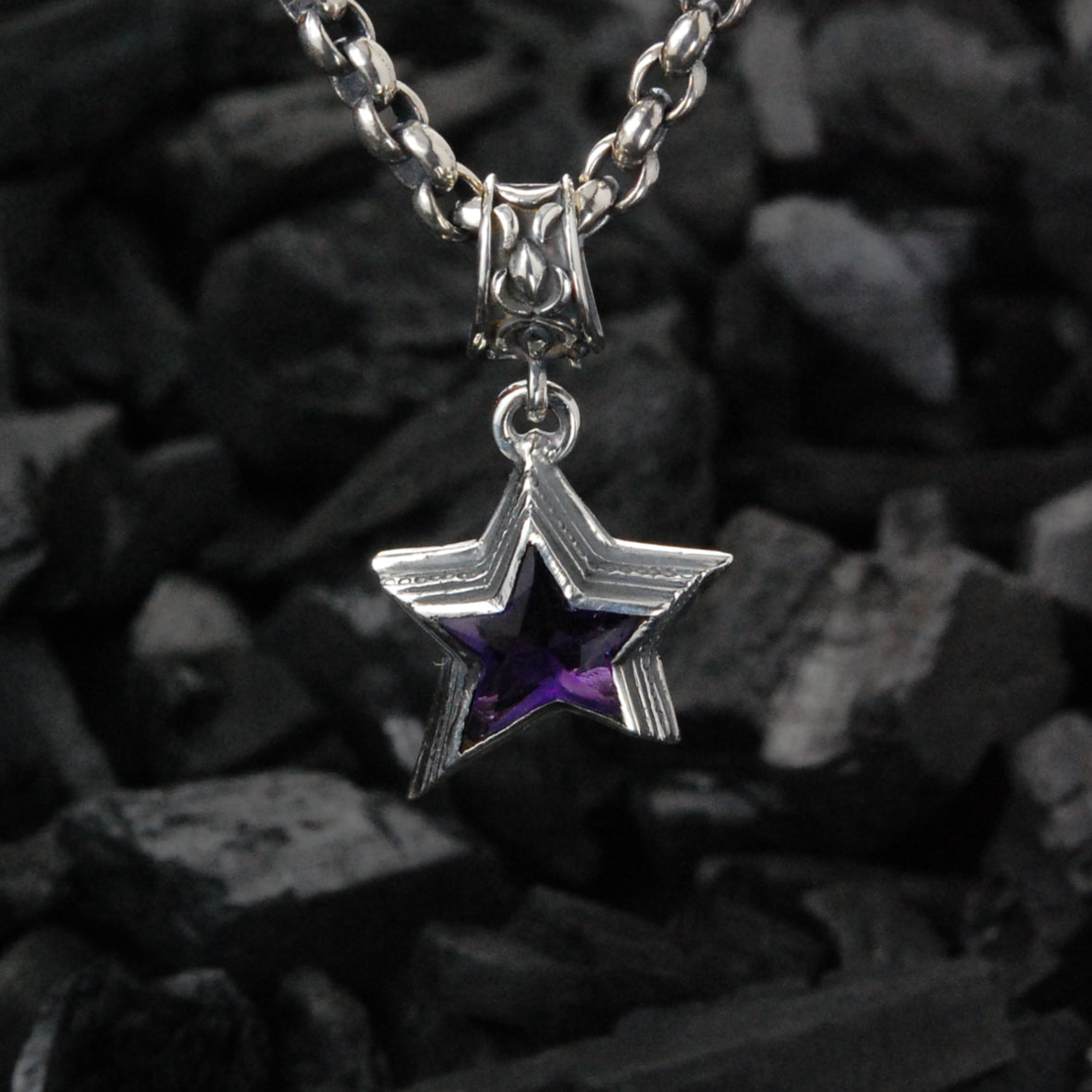 Silberner Anhänger SHOOTING STAR S mit Morgenstern-Öse