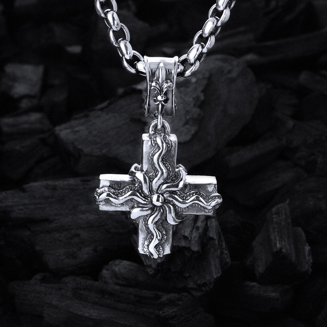 Silver Pendant Greek Cross Body with Elfin SUN