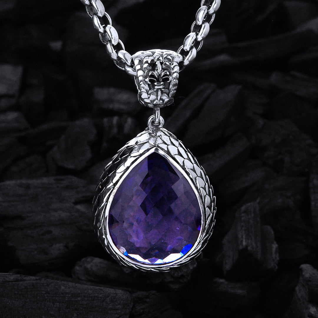 Silver Pendant Drop L DRAGON SCALES