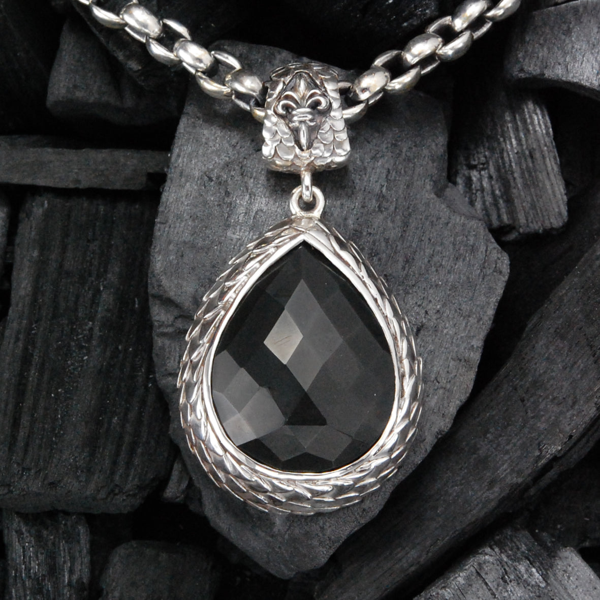 Silver Pendant Drop L DRAGON SCALES