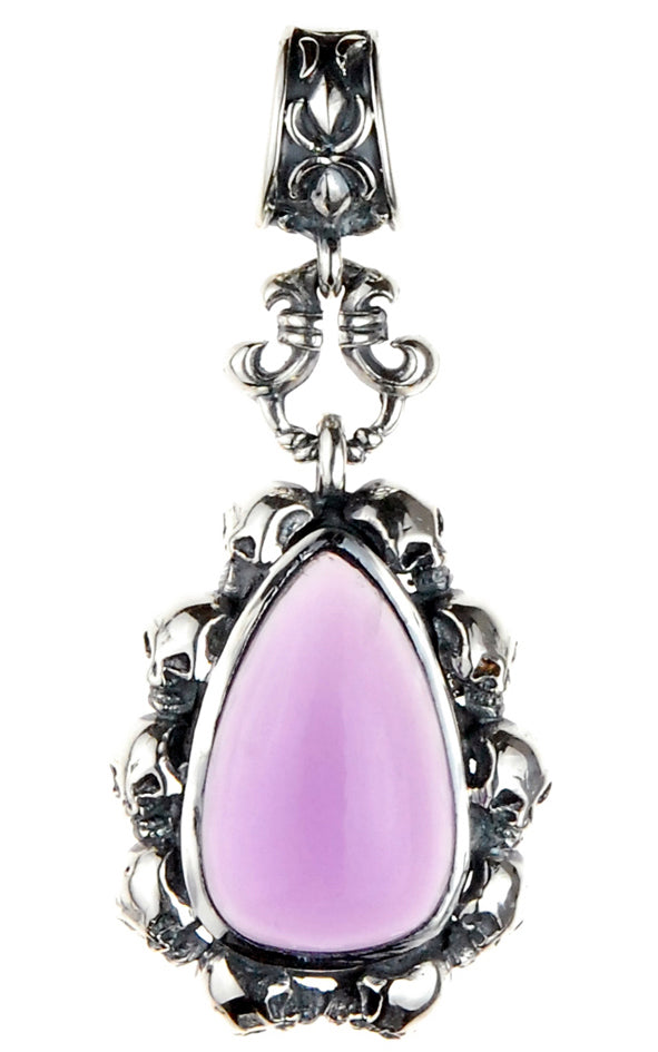 Silver Pendant Skulls Drop Frame with Stone