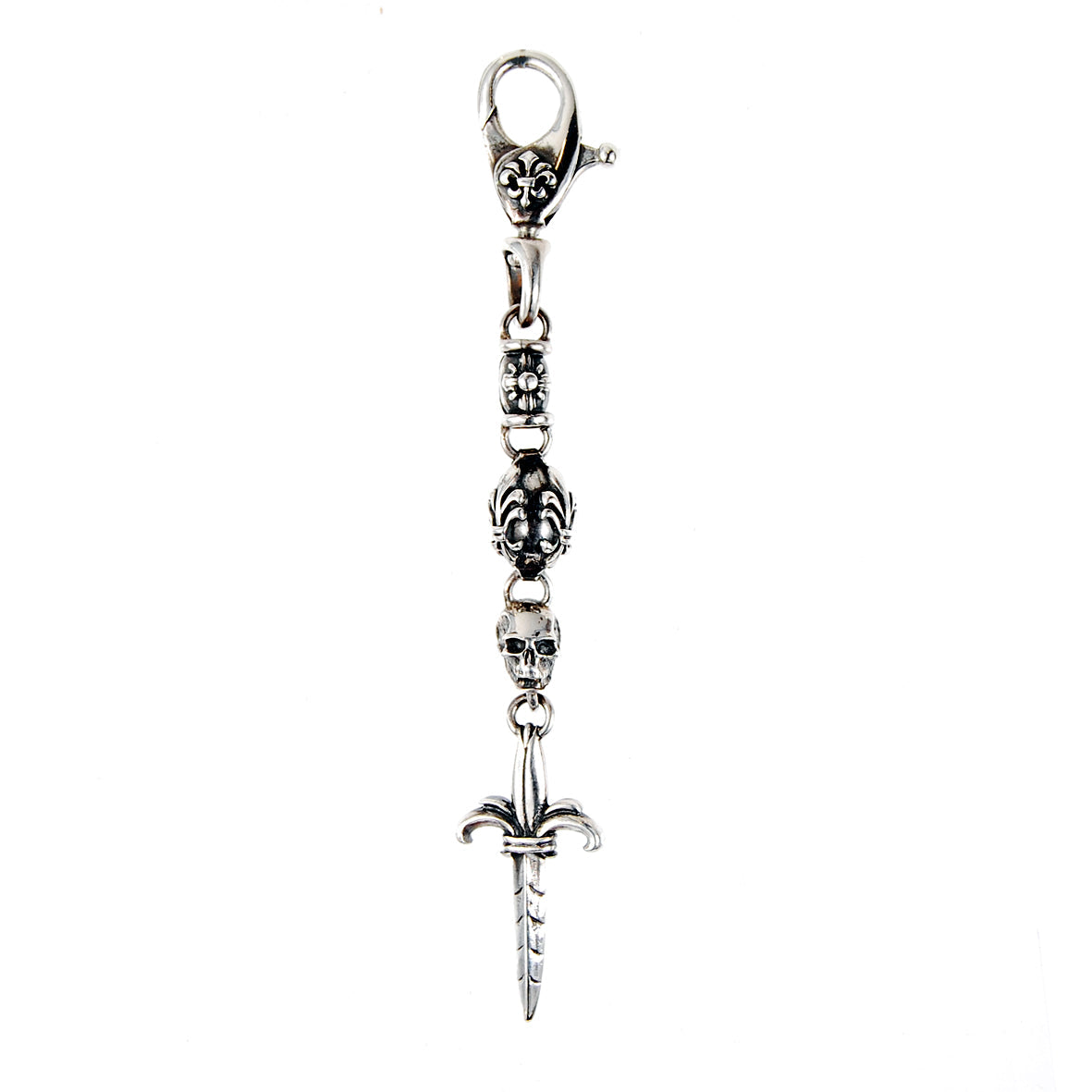 Silver Zipper Pendant Skull S and Lilydagger Long