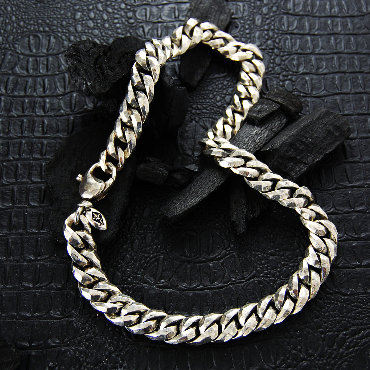 Silver Neckchain CURB Chain M Faceted
