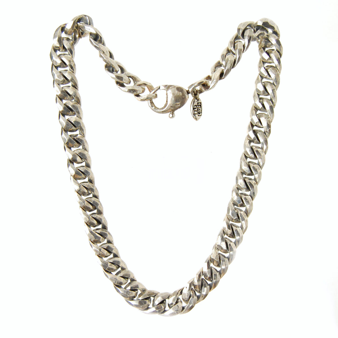 Silver Neckchain CURB Chain M Faceted