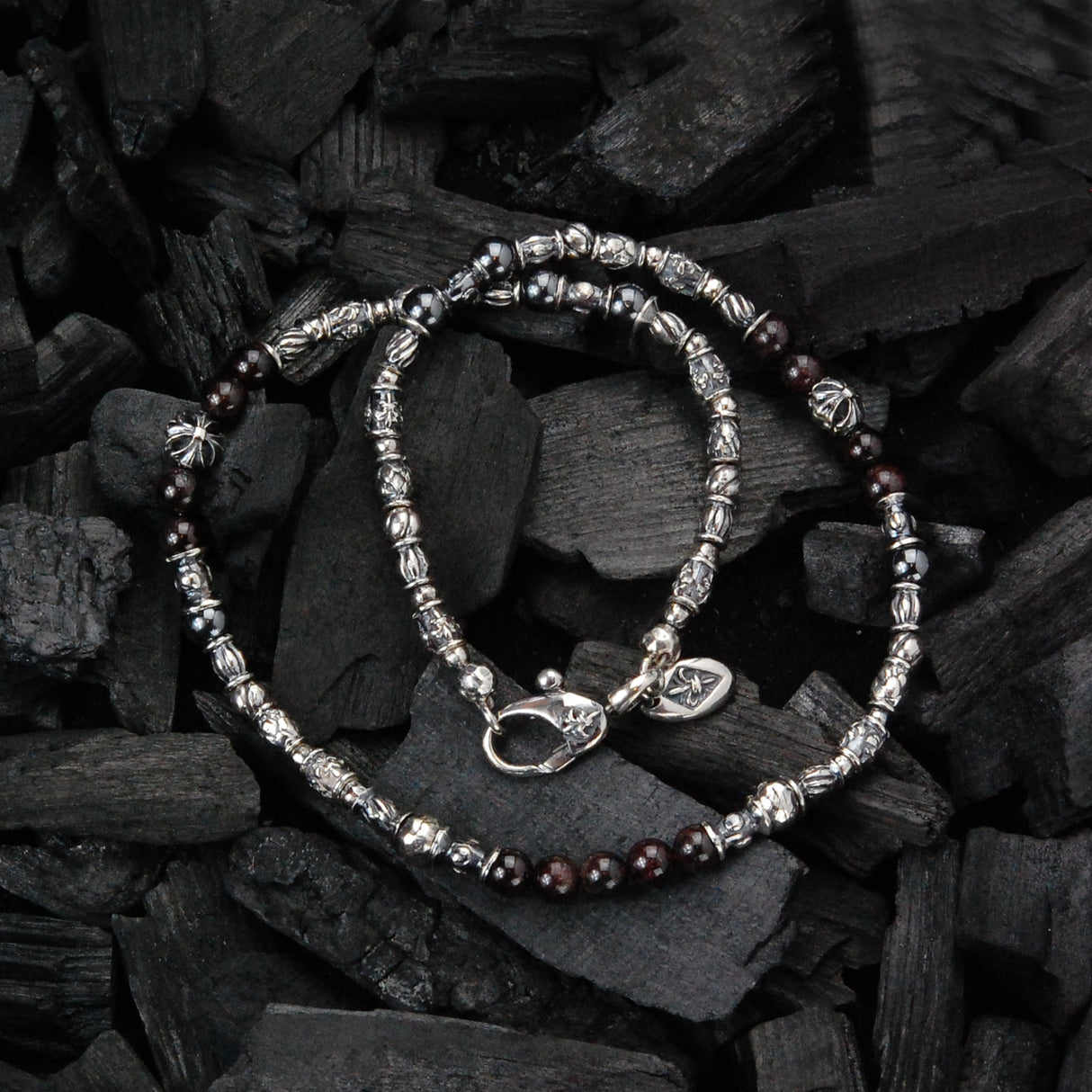 Silver Necklace TUBES Elfin Lilies Dragon Scales Spirals Stars with MALTESER CROSS and Beads