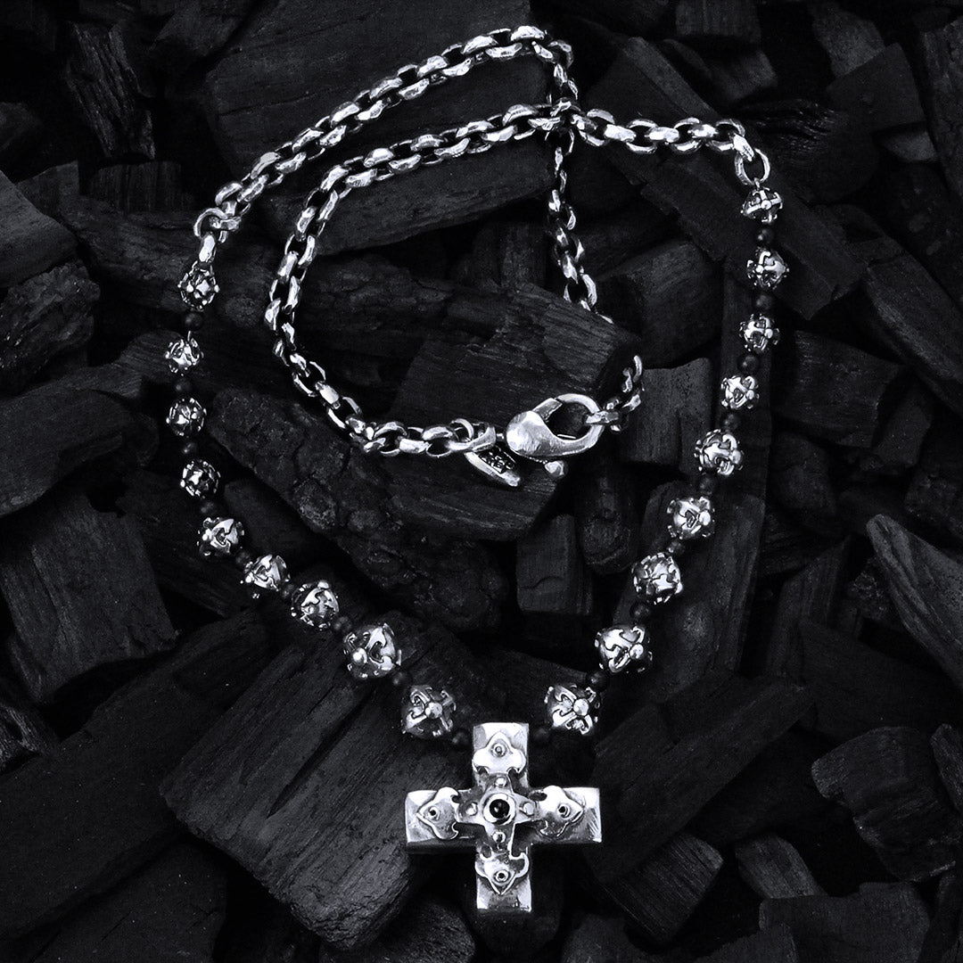 Silberne Halskette PEA s Chain XS Facettiert mit Blades Cross Beads