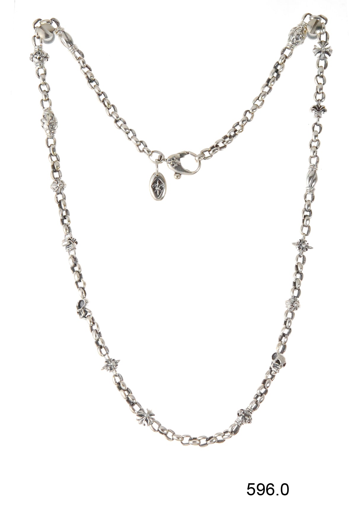 Silver Neckchain XXS PEAS FETISHCHAIN  mini Skull  Lilies  Balls and Morning Star