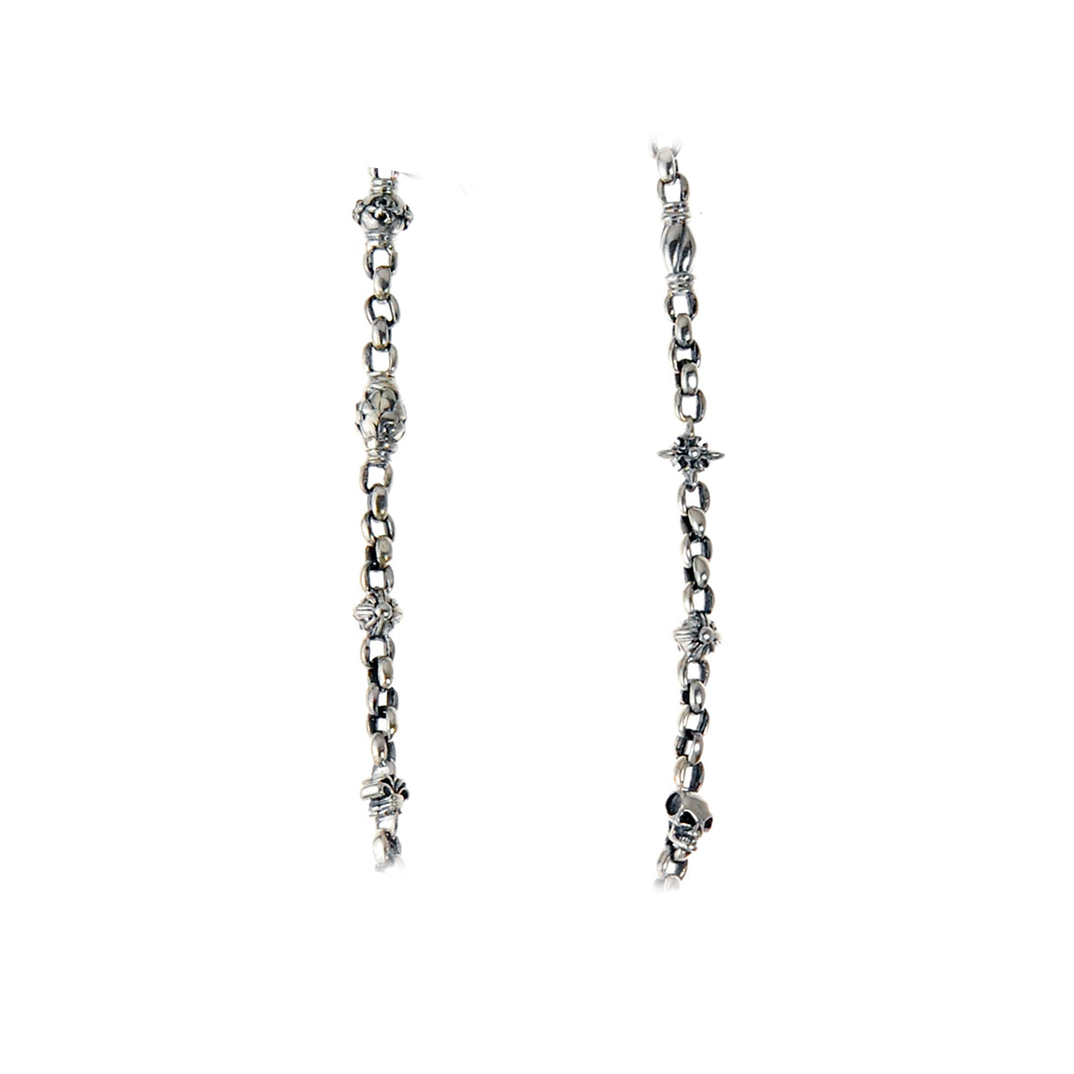 Silver Neckchain XXS PEAS FETISHCHAIN  mini Skull  Lilies  Balls and Morning Star