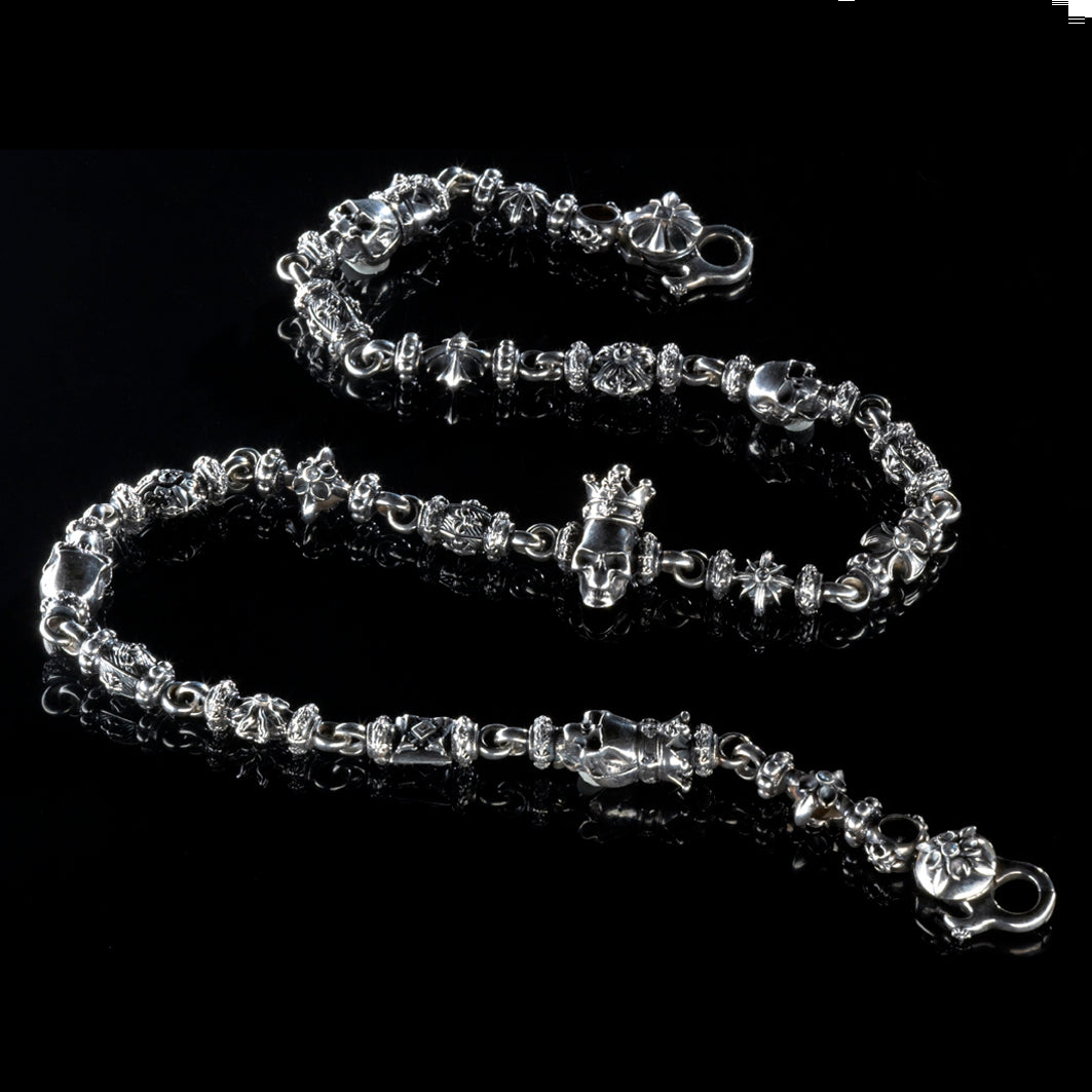 Silver Fetish Wallet Chain CROWNED SKULL