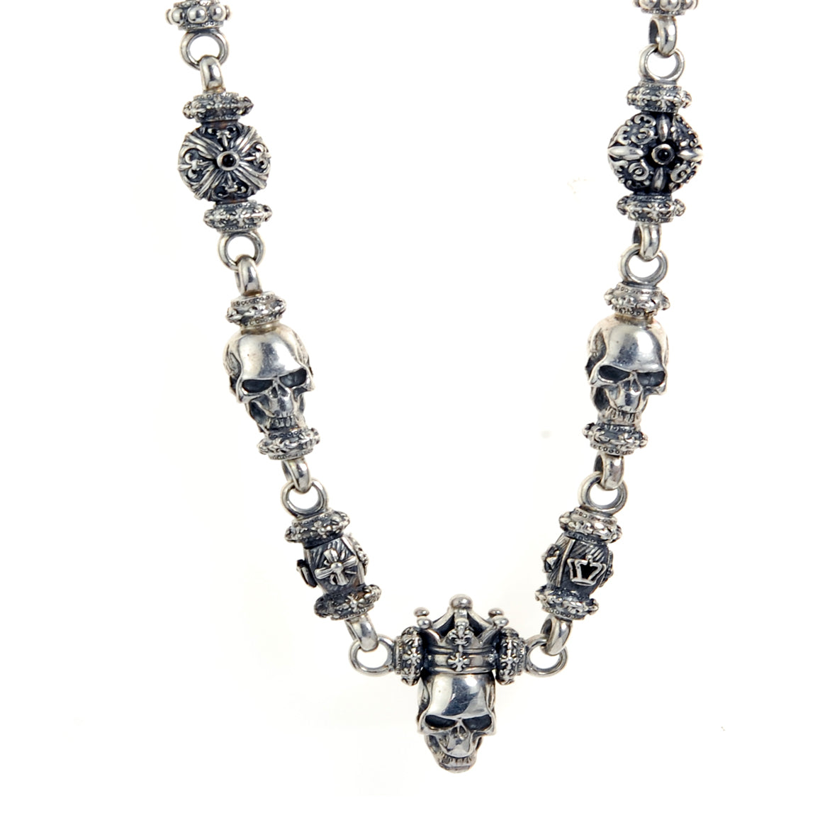 Silver Fetish Wallet Chain CROWNED SKULL