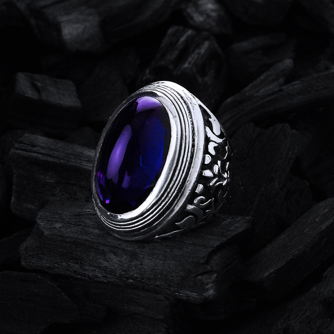 Silberring Elfin Oval GARTEN BEI NACHT Stein Cabochon