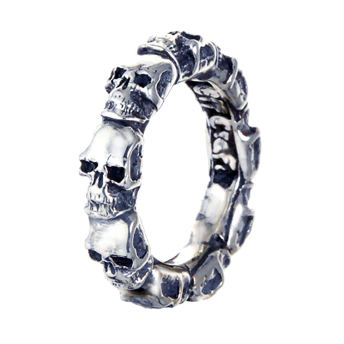 Silver Ring SMALL SKULLS ROW Thumbs Ring