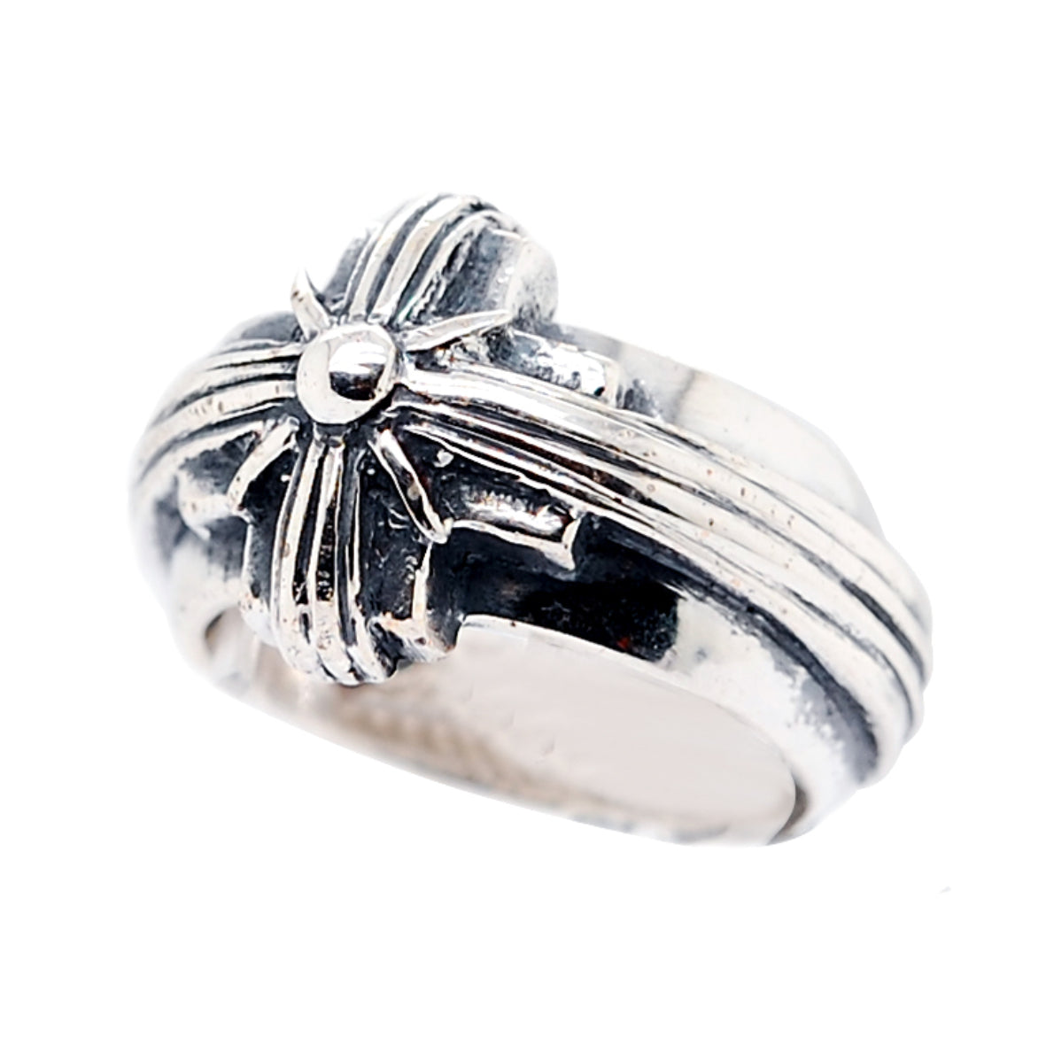 Silver Ring Greek Cross and Morning Star