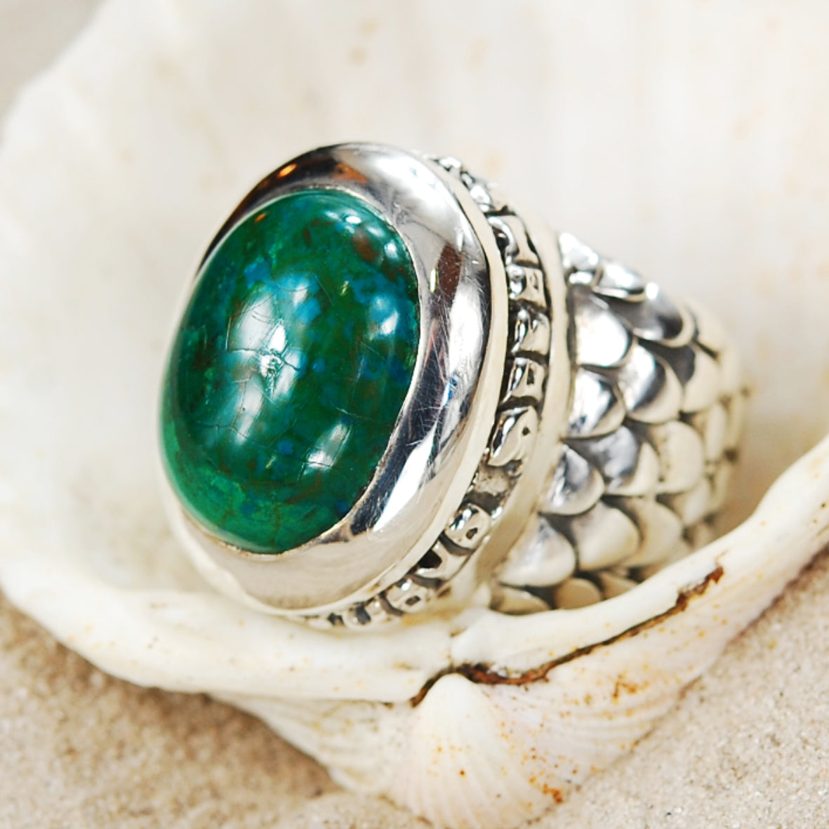 Silver Ring Oval BELIEVE IN YOUR DREAMS on Dragon Scales Band