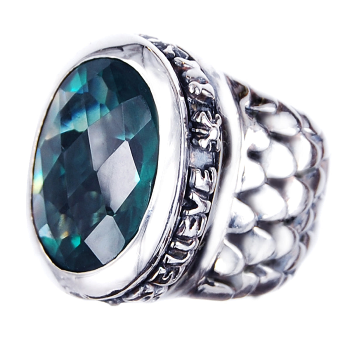Silver Ring Oval BELIEVE IN YOUR DREAMS on Dragon Scales Band