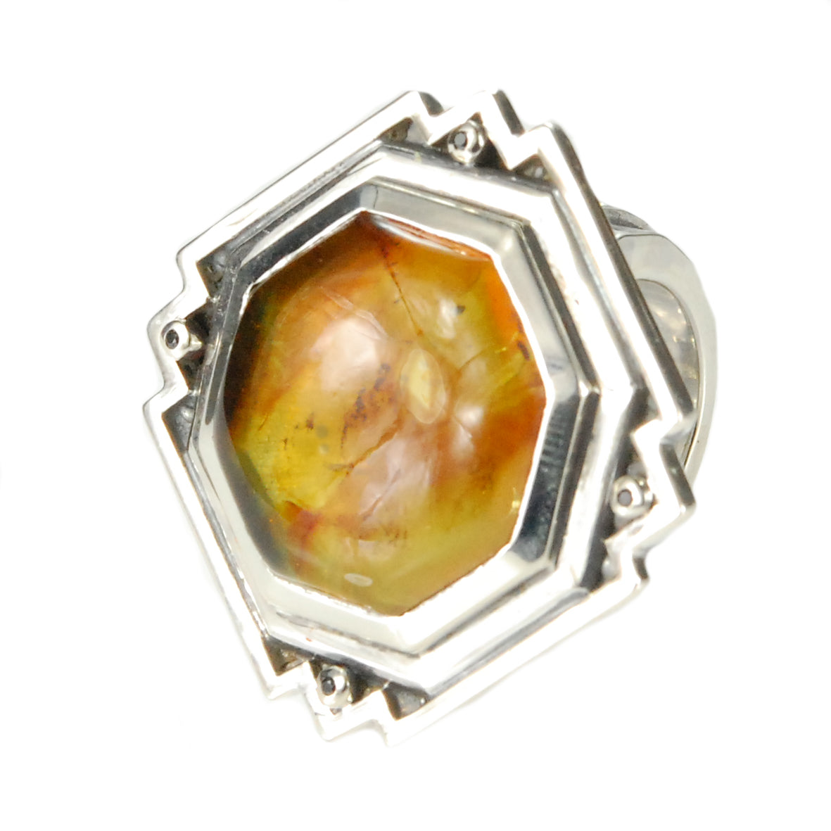 Silver Ring Faceted Body Rivets and OCTAGON with