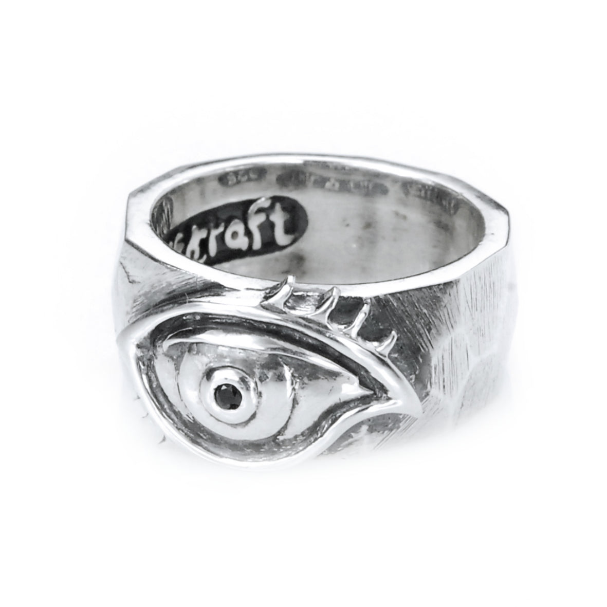Silver Ring Rough Faceted with The THIRD EYE Cares