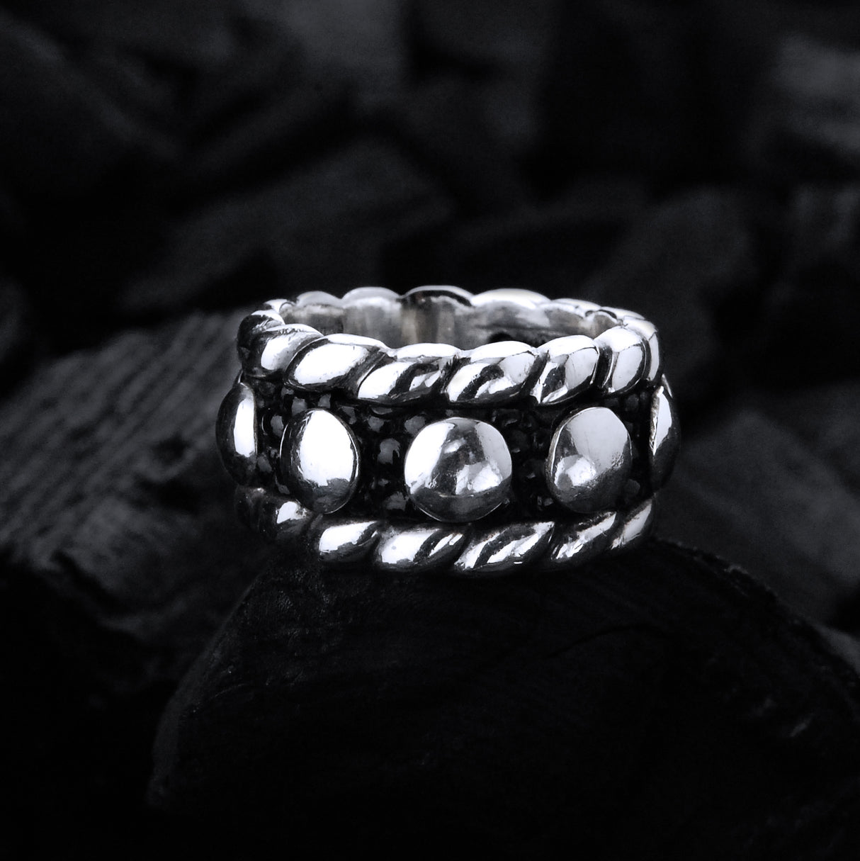 Silver Ring DOTS on Searay Leather