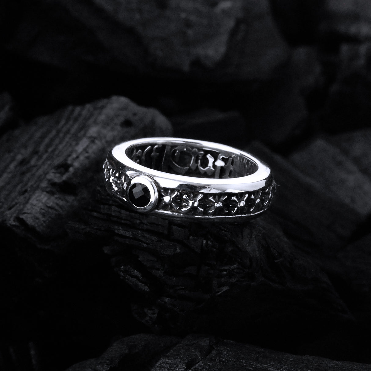 Silver Ring with Morning Star and Small Stone